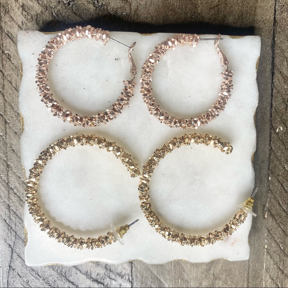 Gold/Rose Gold Hoop Earring Set